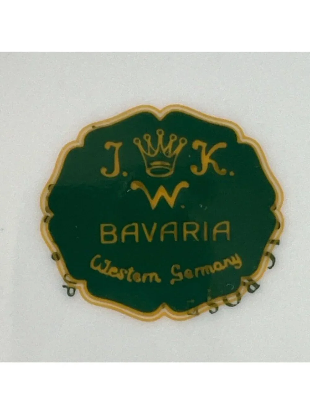 Set x 5 Vintage JWK Bavaria 10” Dinner Plates Fish Cobalt Gold Trim W. Germany